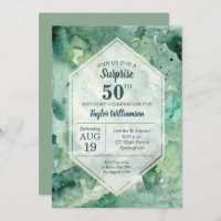 Aquarelle verte Abstraite moderne Invitations d'an