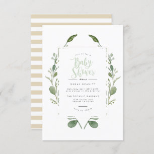 Aquarelle verte de couronne INVITATION BABY SHOW