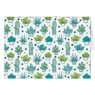 Aquarelle verte et bleue Motif succulent