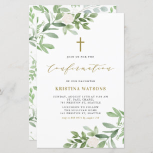 Aquarelle verte et fleurs Confirmation