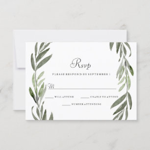 Aquarelle verte Feuille couronne mariage RSVP