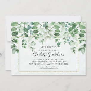 Aquarelle verte goutte nuptiale douche Invitation