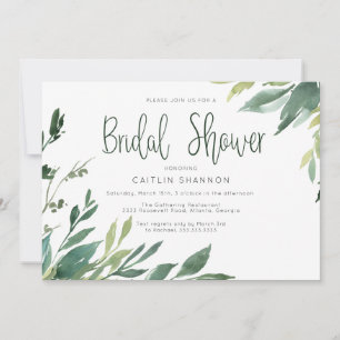 Aquarelle verte Invitation de douche nuptiale