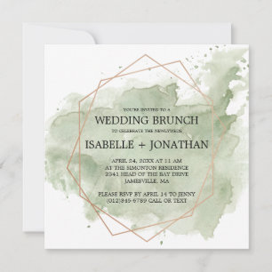 Aquarelle verte Invitations après Mariage Brunch