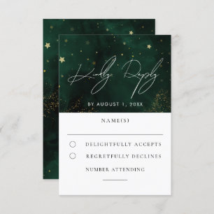 Aquarelle verte Magique Mariage or RSVP