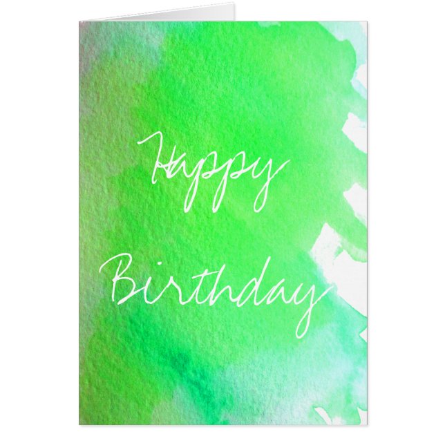 Aquarelle verte mignonne arty créative anniversair (Devant)