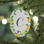 Aquarelle vintage Citron ornement initial<br><div class="desc">L'ornement est composé d'une culture de citrons juteux et de feuilles vibrants dans de jolis aquarelles. Personnaliser avec un initial ou un monogramme !</div>