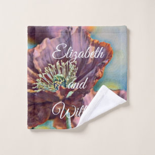 Aquarelle vintage Fleurs de pavot rouge pourpre