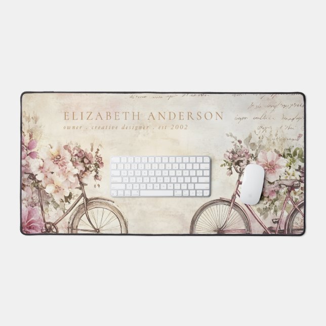 Aquarelle Vintage Floral Vélo Personnalisé Entrepr (Clavier et souris)