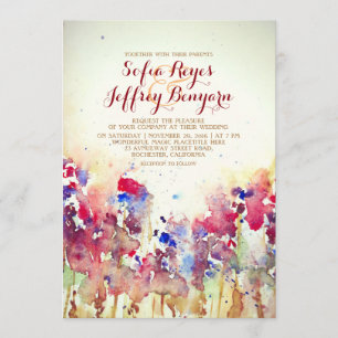 Aquarelle Vintage Invitation de mariage - Fleurs d