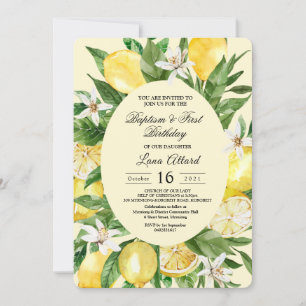 Aquarelle vintage Lemons Jaunes Invitation Cadre