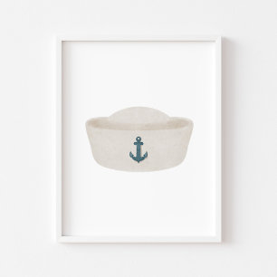 Aquarelle vintage marin poster casquette
