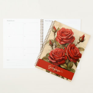 Aquarelle Vintage personnalisée Roses Florales Rou
