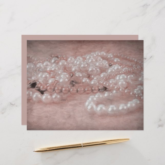 Aquarelle vintage Rose d'antiquité or blanc perles (Devant/Arrière en situation)