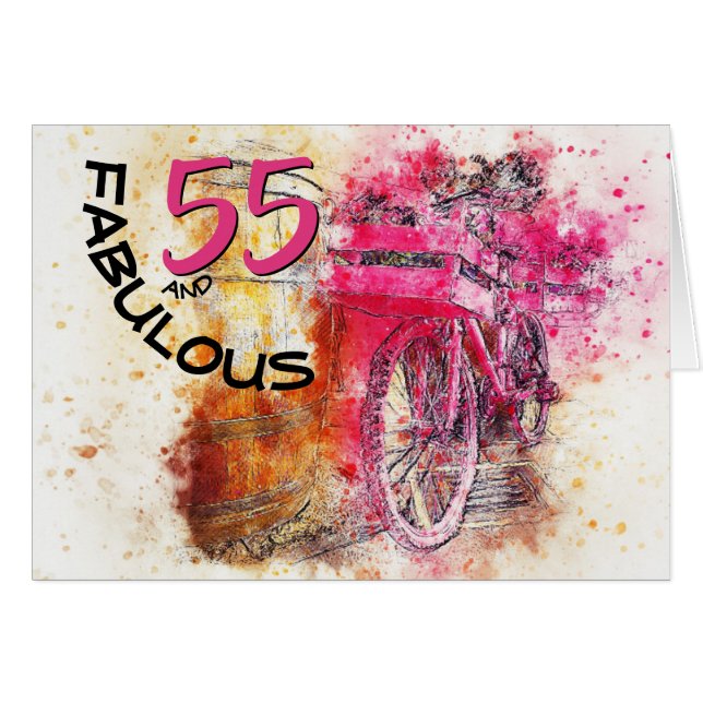 Aquarelle vintage rose fille 55 ans (Devant horizontal)