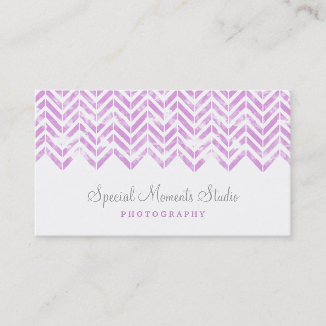 Aquarelle violet Carte de visite Chevron (Devant)