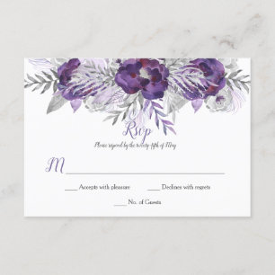 Aquarelle violet gris lavande Roses RSVP