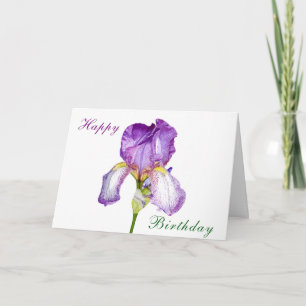 Aquarelle violet Iris Anniversaire Carte pliée