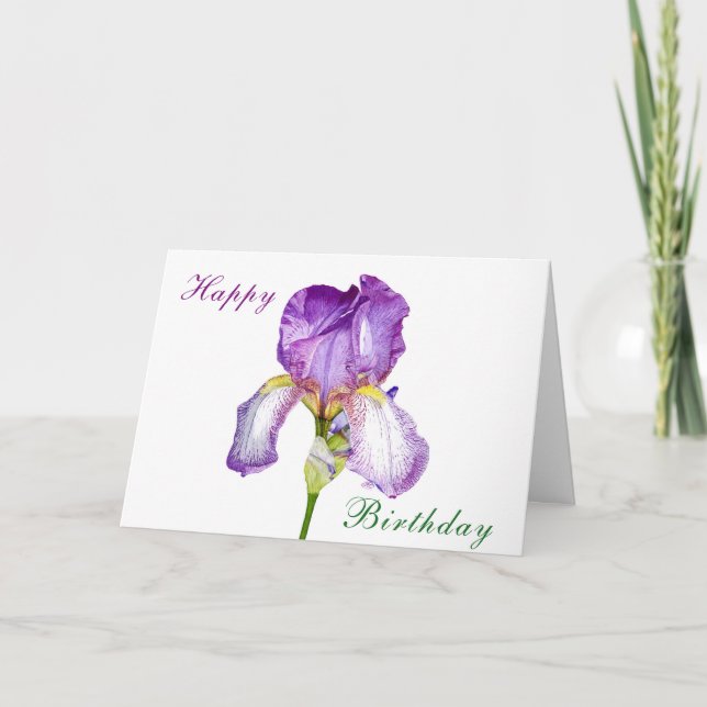 Aquarelle violet Iris Anniversaire Carte pliée (Devant)