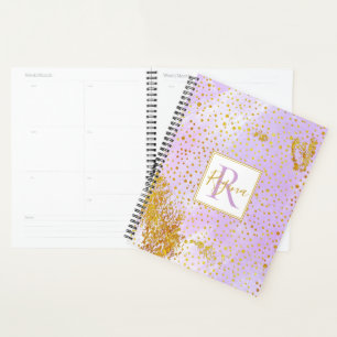 Aquarelle violet lavande, monogramme de confettis 
