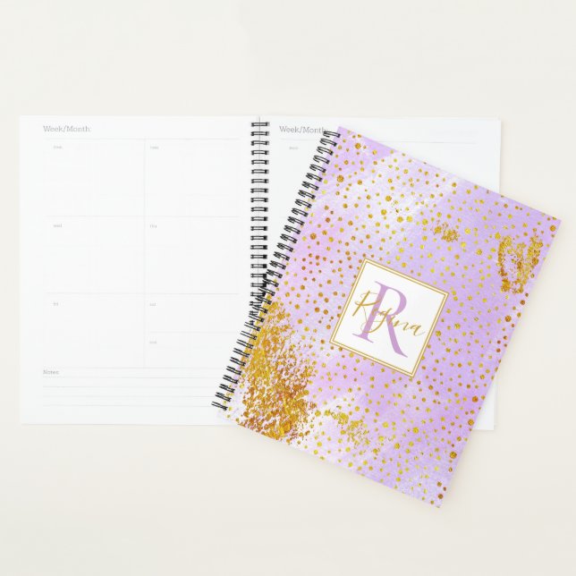 Aquarelle violet lavande, monogramme de confettis  (Devant avec enveloppe)