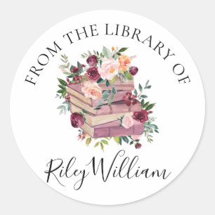 Aquarelle violet livre et Sticker Rose plaque d'im