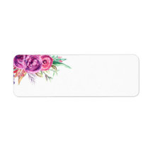Aquarelle violet Mariage Floral Étiquettes de adre