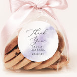 Aquarelle violet Merci mariage Favor Sticker<br><div class="desc">Ces autocollants couleur violet pour remercier votre mariage sont parfaits pour une réception de mariage moderne. Le design simple et classique présente une touche d'eau violette pastel lavande avec un style minimaliste et élégant. Personnalisez les étiquettes autocollants avec vos noms, l'événement (le cas échéant) et la date. Ces autocollants peuvent...</div>