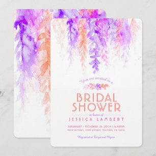 Aquarelle violet orange invitations de douche nupt