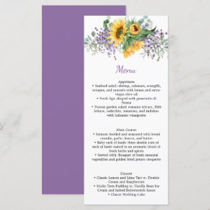 Aquarelle violet Rose et Mariage vert Menu