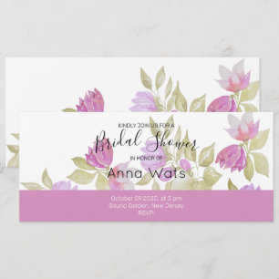 Aquarelle violet rose Fleurs peintes à la main