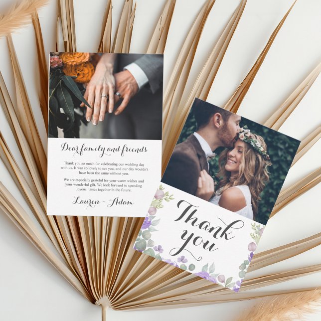Aquarelle violet rustique Mariage Floral Merci (Créateur téléchargé)