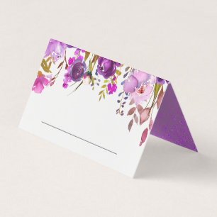 Aquarelle violet violet Mariage Floral Carte Place