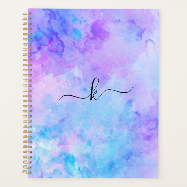 Aquarelle violette et turquoise (Devant)