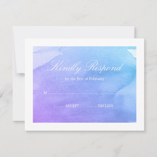 Aquarelle violette et Turquoise RSVP (Devant)