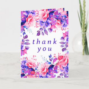 Aquarelle violette Floral Anniversaire Merci