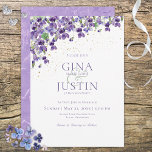 Aquarelle Violettes Faire-part de mariage<br><div class="desc">Des violettes simples et belles tapissent le sommet de cette invitation. Avec un peu d'effet parties scintillant or, c'est classique et élégant. Le support est un doux look marbré violet, avec une touche de brillance. Beau pour un mariage d'été, ou n'importe quel mariage où le violet est la couleur principale....</div>