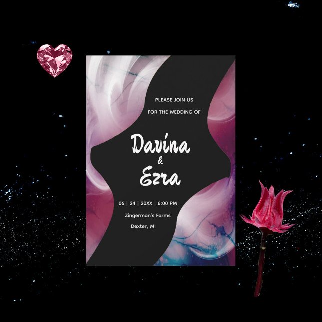 Aquarelle vive Faire-part de mariage rose (Créateur téléchargé)