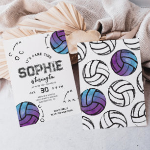 Aquarelle Voleyball Invitation Anniversaire