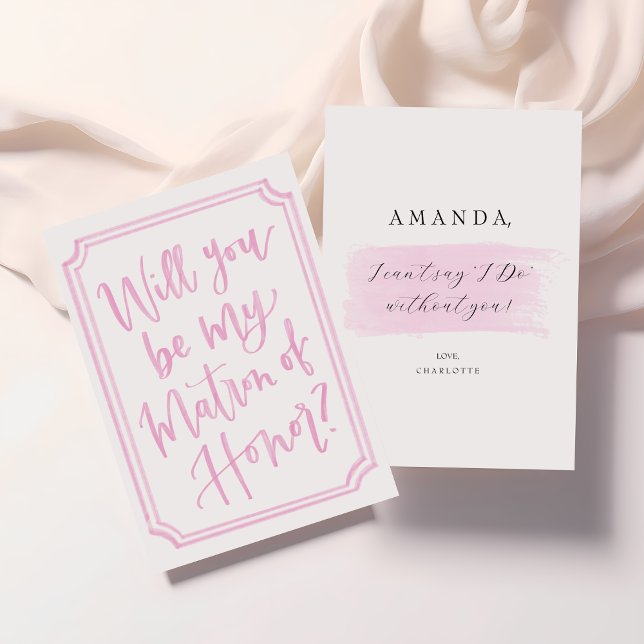 Aquarelle Voulez-vous être ma carte de proposition (Matron of Honor Proposal Cards | Elegant & Modern Blush Design | Personalized Bridesmaid Card)