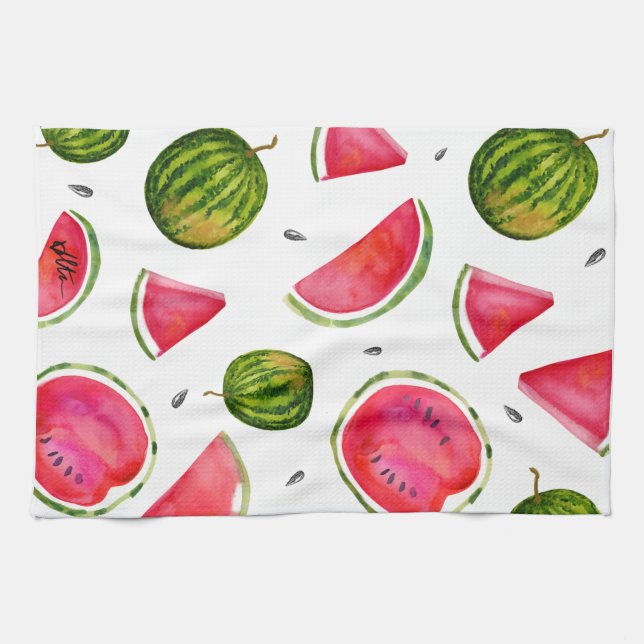 Aquarelle Watermelon Tea Serviette pour votre cuis (Horizontal)