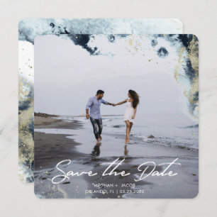 Aquarelle Waves Photo Enregistrer la carte Date
