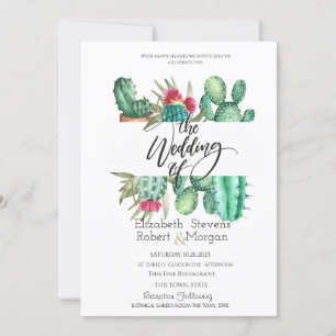 Aquarelle Whimsical Faire-part de mariage Cactus