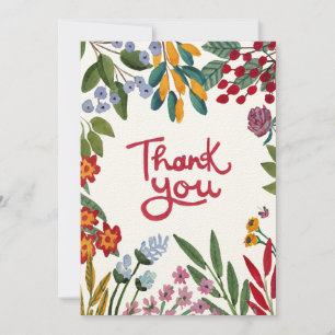 Aquarelle Whimsical Floral Carte de remerciements