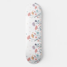Aquarelle Whimsical Floral Skateboard