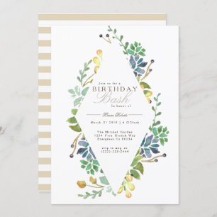 Aquarelle Whimsical Invitation de fête d'anniver