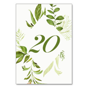 Aquarelle Wild Green Foliage Table Numéro 20 Carte