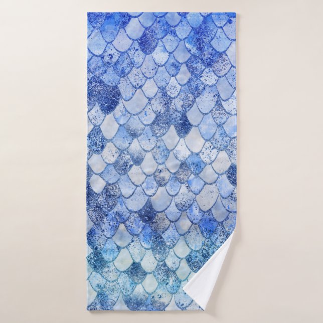 Aquarelle Wonky Ocean Blue Parties scintillant sir (Serviette de bain)