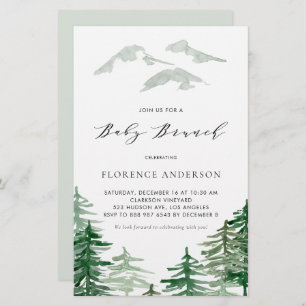 Aquarelle Woodland Baby Brunch Invitation