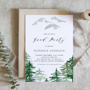 Aquarelle Woodland Graduation Party Invitation